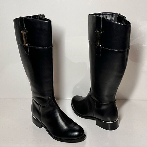 Isaac Mizrahi Live! Wide Calf Faux Leather Riding Boots - Picture 2 of 5